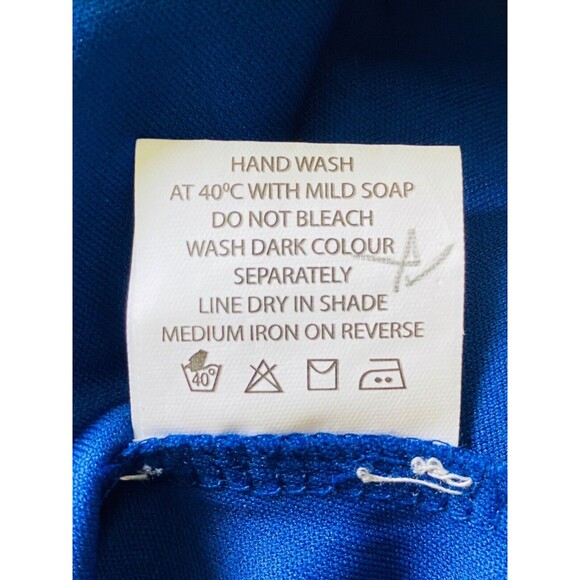 ITSE Women’s Top Tassle Front Tie Bell Sleeves Royal Blue Gold Dots Size Medium - Picture 9 of 12